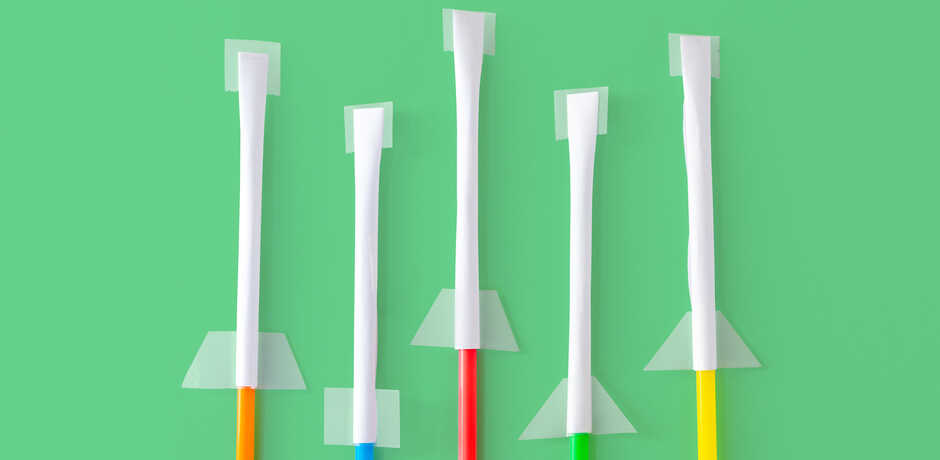 Strawkets straw rocket craft against green background
